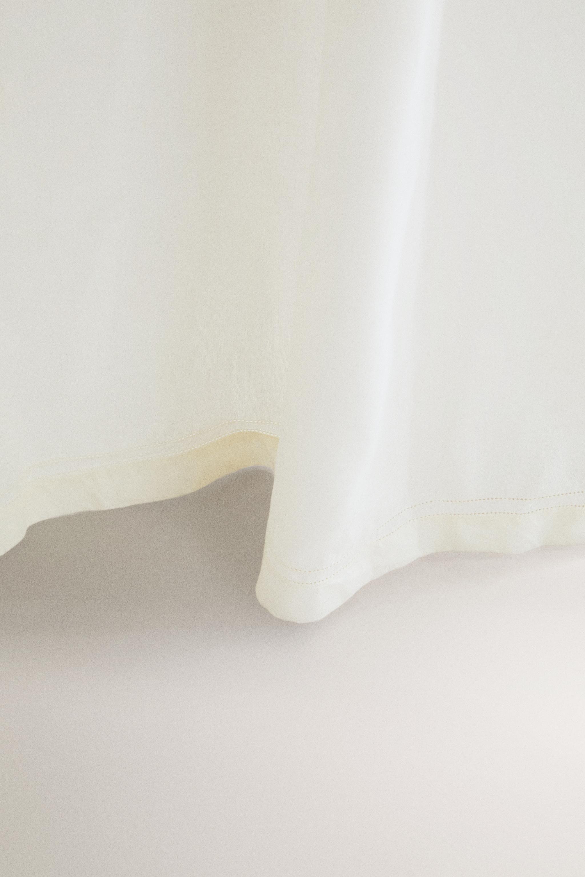 EMBROIDERED LINEN AND COTTON SHOWER CURTAIN